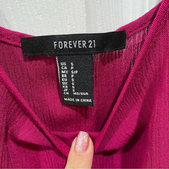 FOREVER 21 Women’s Adjustable Pleated Romper / Swim Cover Up - magenta, size S - Picture 4 of 4